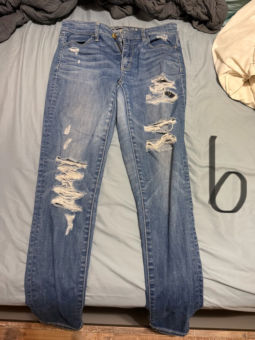American Eagle Outfitters Light Blue Women's Ripped Skinny Jeans